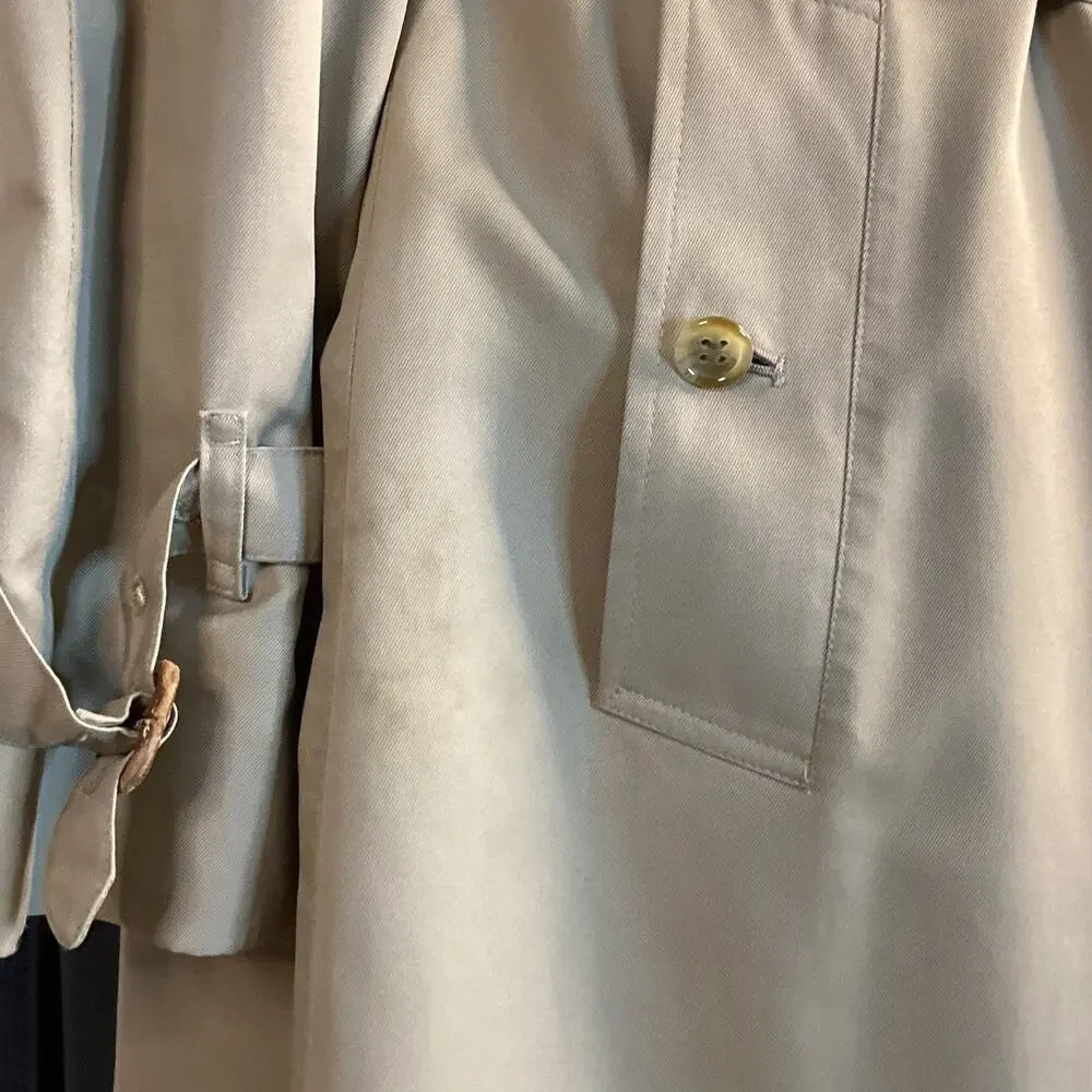 Vtg 60s Classic Burberry Beige Trench Coat Long Belted Nova-check Womens 10 - Picture 4 of 16